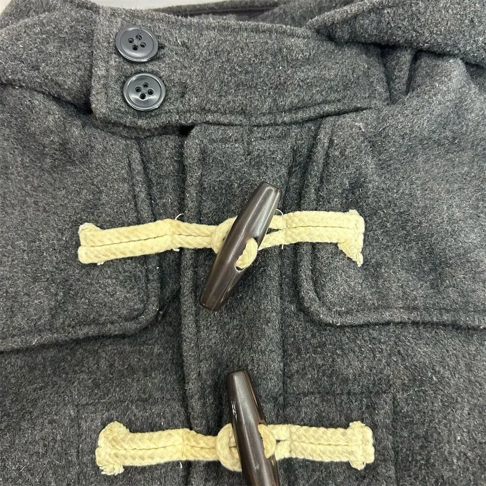 Gap Kids Gray Duffle Coat Size Small 6  Hooded Toggle Casual Mid-Length See Flaw
